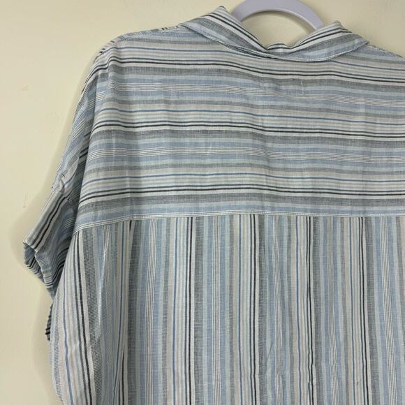 OAT Blue Striped Button-Down Top NWT Size Large - Picture 6 of 10